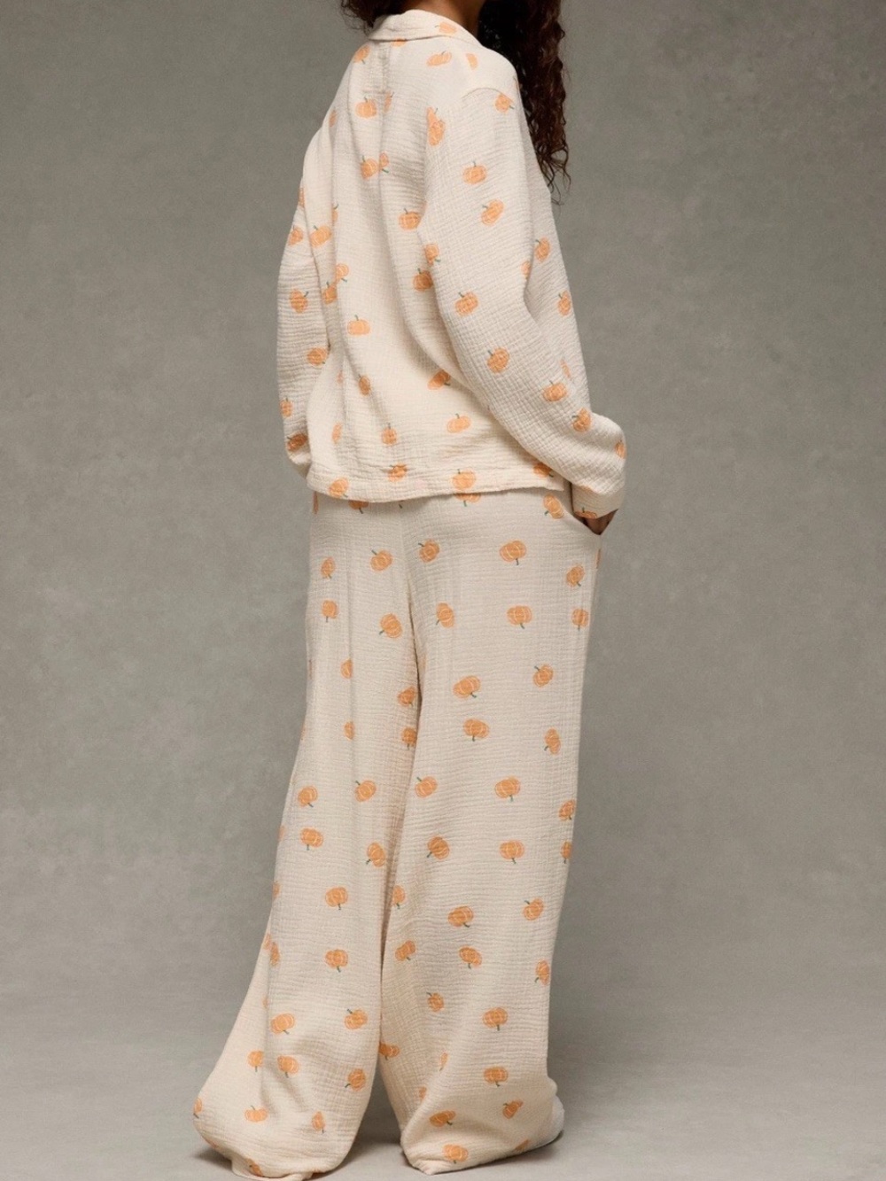 American Eagle Pumpkin Cotton Gauze Pajama Set 100% Cotton Size XL - Picture 2 of 13